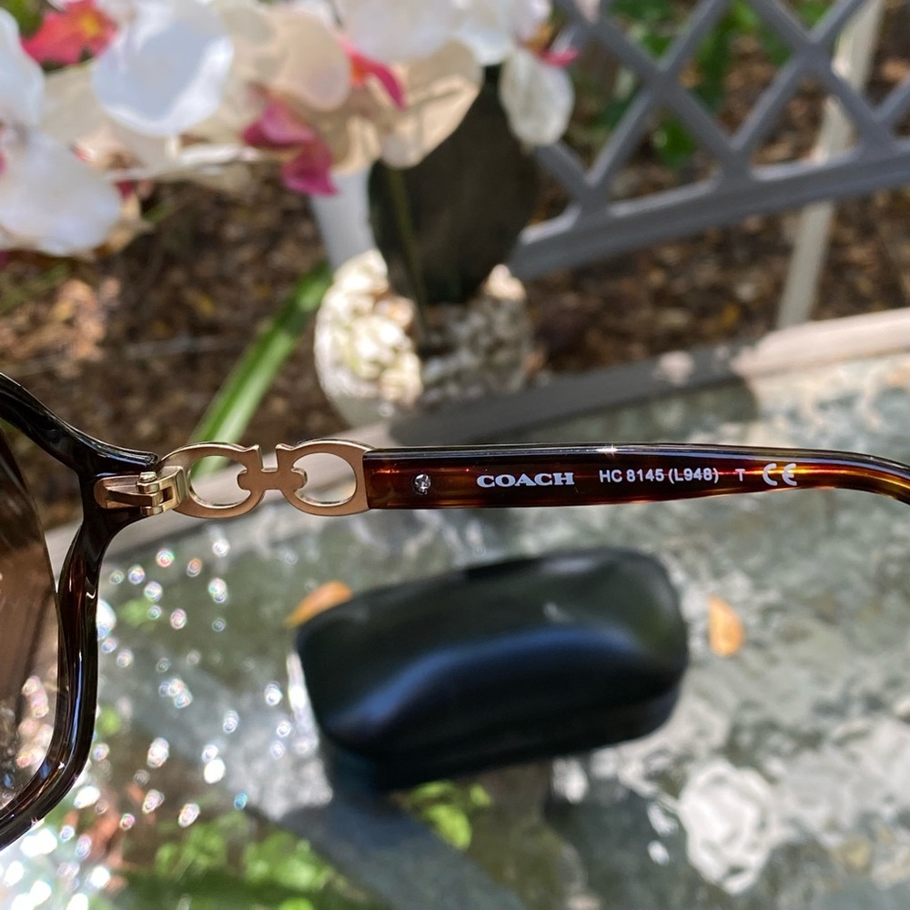Coach Tortoise & Gold Logo Sunglasses - Picture 8 of 16